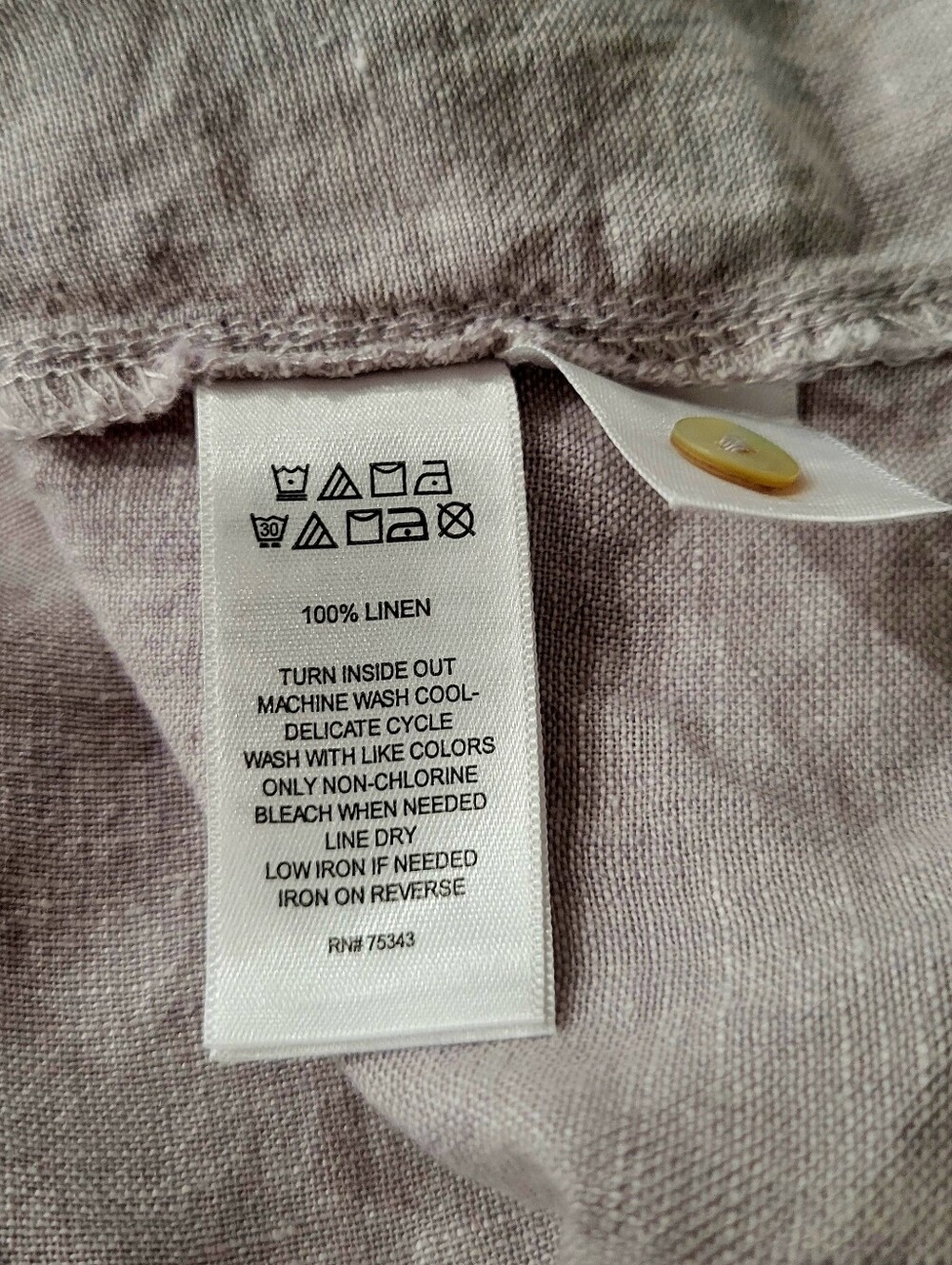 Tahari 100% Linen Light Gray Long Sleeve Pintuck Tunic Top | Size Medium - Picture 8 of 8